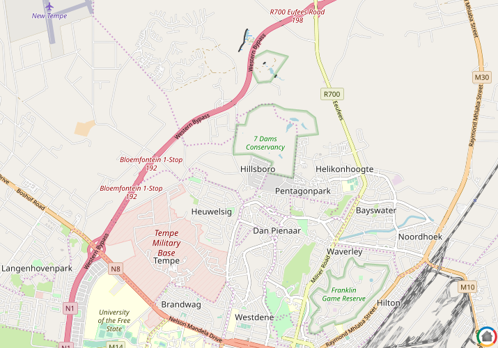 Map location of Hillsboro